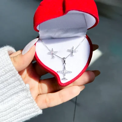 نیم ست هواپیما مینیمال جواهری نقره