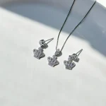 گوشواره تاج مینیمال جواهری نقره