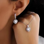 نیم ست قلب جواهری آبکاری رودیوم