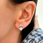 گوشواره قلب ستاره مینیمال جواهری آبکاری رودیوم