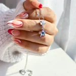 گردنبند ستاره آبی بنفش سواروفسکی جواهری نقره