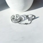 حلقه پروانه زنجیر دار جواهری قابل تنظیم آبکاری رودیوم طلایی/نقره ای