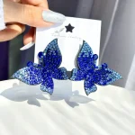 گوشواره پروانه جواهری فوم مشکی / آبی