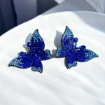 گوشواره پروانه جواهری فوم مشکی / آبی