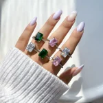 انگشتر سولیتر جواهری آبکاری رودیوم قابل تنظیم