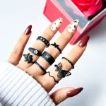 پک انگشتر پروانه برگ گل ستاره کارتیر طلایی