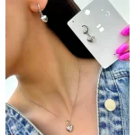 نیم ست قلب مینیمال آبکاری رودیوم