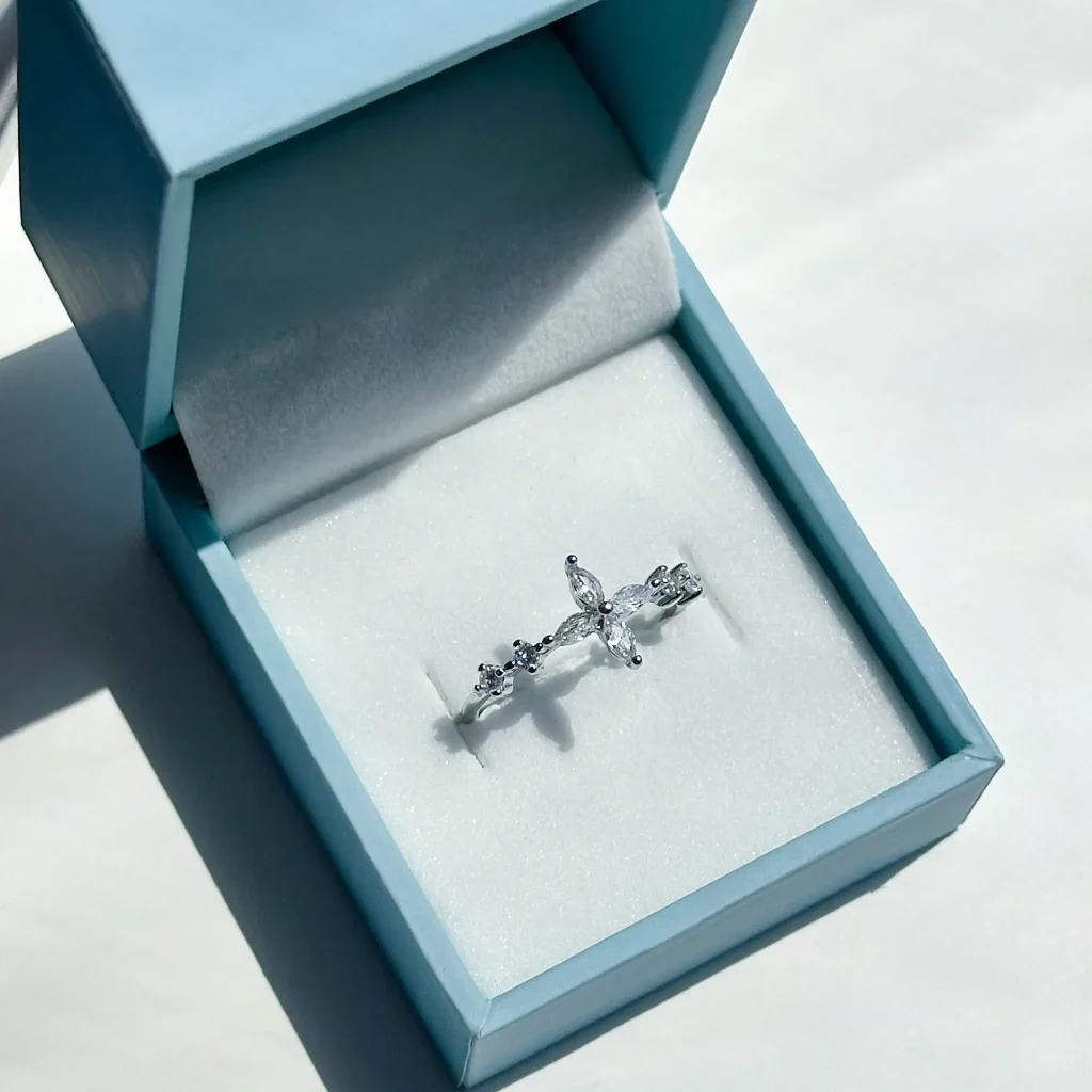 حلقه گل یاس Marquise جواهری مینیمال نقره