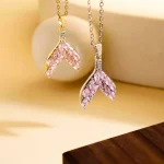 گردنبند دم وال جواهری آبکاری رودیوم