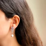 گوشواره بال آویز مروارید جواهری