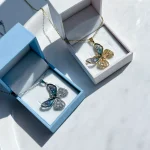 گردنبند پروانه جواهری آبکاری رودیوم