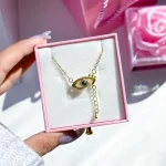 گردنبند چشم دوست دارم به 100 زبان استیل