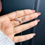 گردنبند قلب شاخ گوزن آبکاری رودیوم
