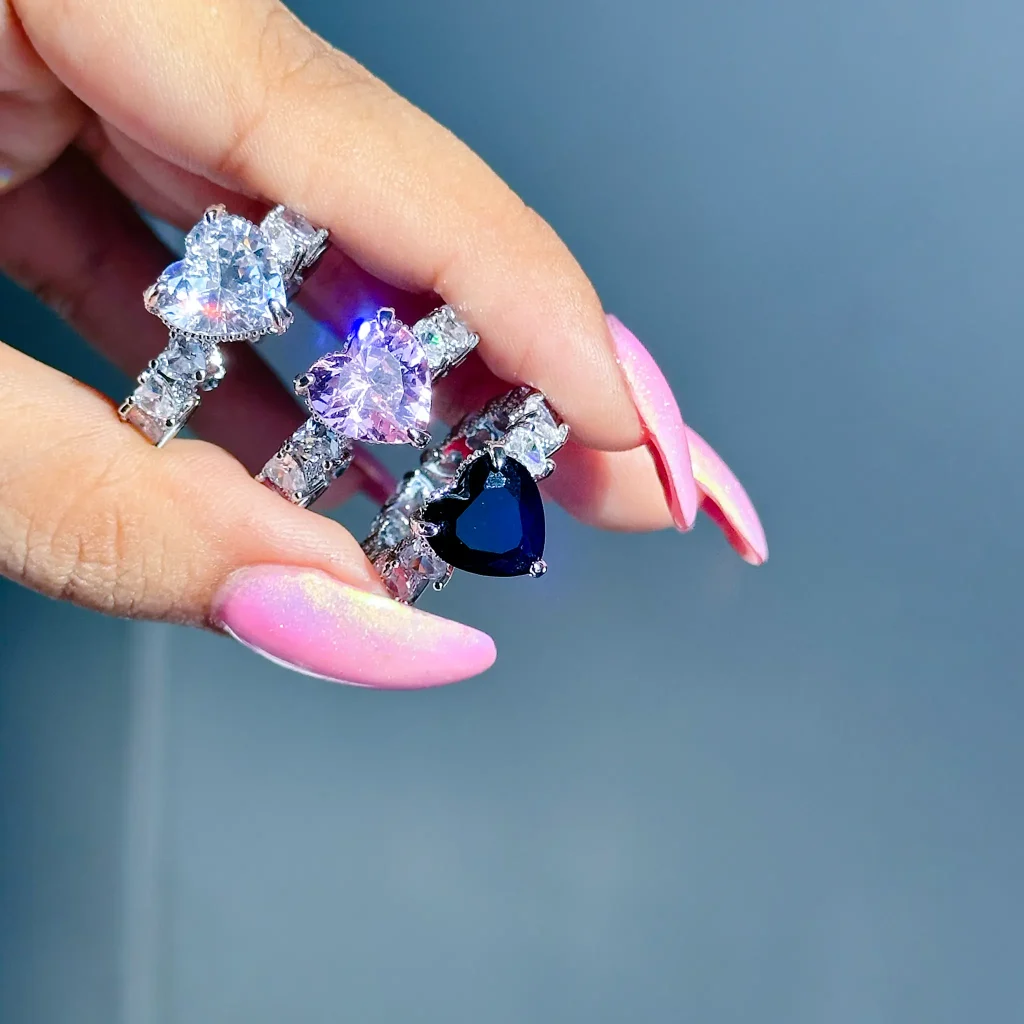 انگشتر قلب جواهری قابل تنظیم