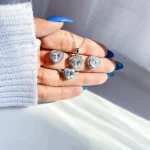 ست قلب جواهری آبکاری رودیوم