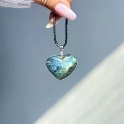 گردنبند قلب سنگ لابرادوریت