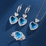 ست قلب آبی آبکاری رودیوم