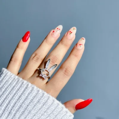 انگشتر خرگوش جواهری قابل تنظیم انگشتر bunny پاپیون دار صورتی انگشتر بانی پاپیون آبکاری رودیوم انگشتر خرگوش پاپیون دار نقره ای