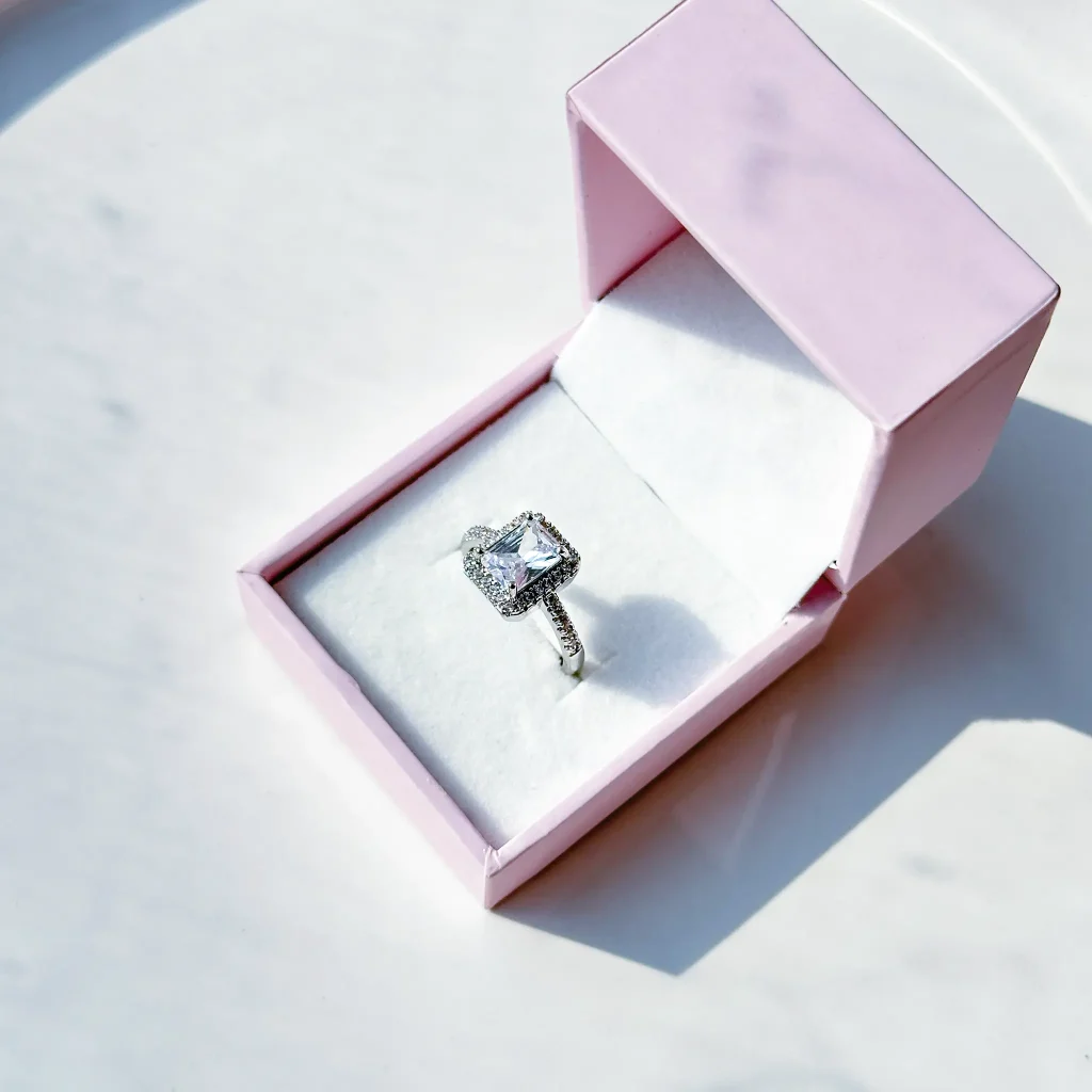 انگشتر سولیتر جواهری آبکاری رودیوم قابل تنظیم