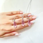 نیم ست قطره صورتی آبکاری رودیوم