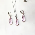 نیم ست قطره صورتی آبکاری رودیوم