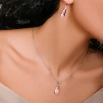 نیم ست قطره صورتی آبکاری رودیوم