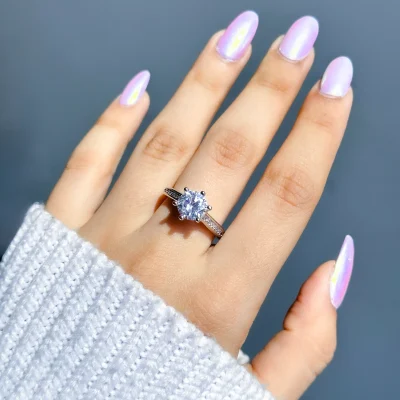 انگشتر سولیتر جواهری آبکاری رودیوم قابل تنظیم