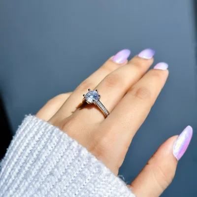 انگشتر سولیتر جواهری آبکاری رودیوم قابل تنظیم