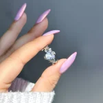 انگشتر قلب سفید آبکاری رودیوم انگشتر قابل تنظیم نقره ای کریستال زیرکونیا AAA مخراج کاری شده انگشتر قلب سفید جواهری فری سایز انگشتر قلب بنفش صورتی آبی