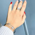 بنگل پروانه تنیسی جواهری فری سایز النگو پروانه تنیسی آبی بنگل پروانه تنیسی جواهری کریستال سفید