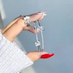 بنگل پروانه تنیسی جواهری فری سایز النگو پروانه تنیسی آبی بنگل پروانه تنیسی جواهری کریستال سفید