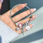 دستبند پاندورا فرشته قلب صدف