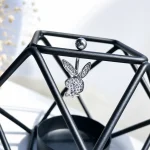 پیرسینگ ناف خرگوش جواهری آبکاری رودیوم پین استیل