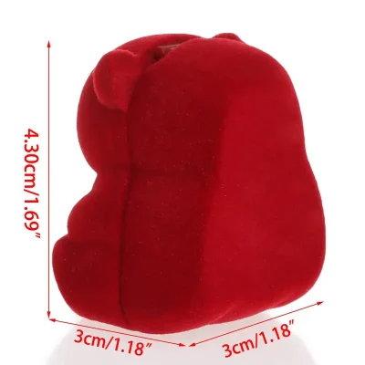 جعبه تدی قرمز جیر انگشتری جواهری