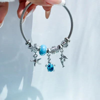 دستبند پاندورا دلفین صدف لاک پشت قابل تنظیم