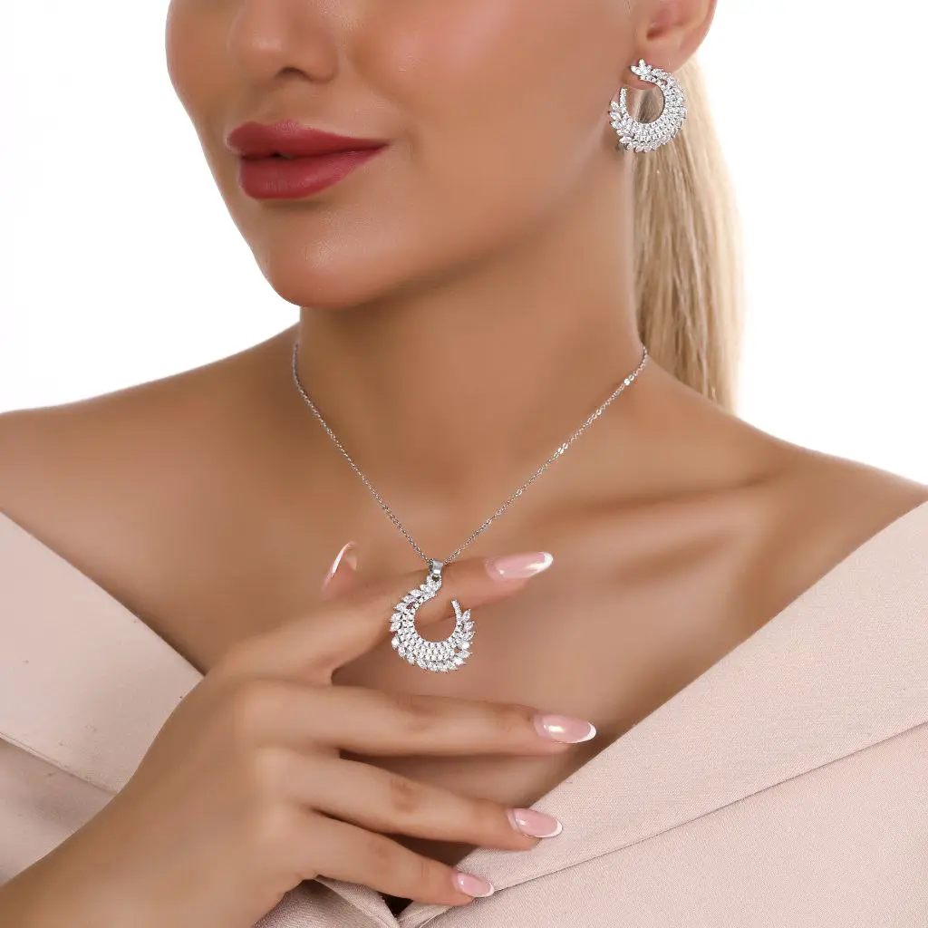 نیم ست شوپارد جواهری آبکاری رودیوم