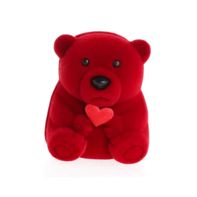 جعبه تدی قرمز جیر انگشتری جواهری