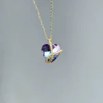 گردنبند قلب هفت رنگ I love you آبکاری رودیوم گردنبند قلب love you for ever بنفش آبی