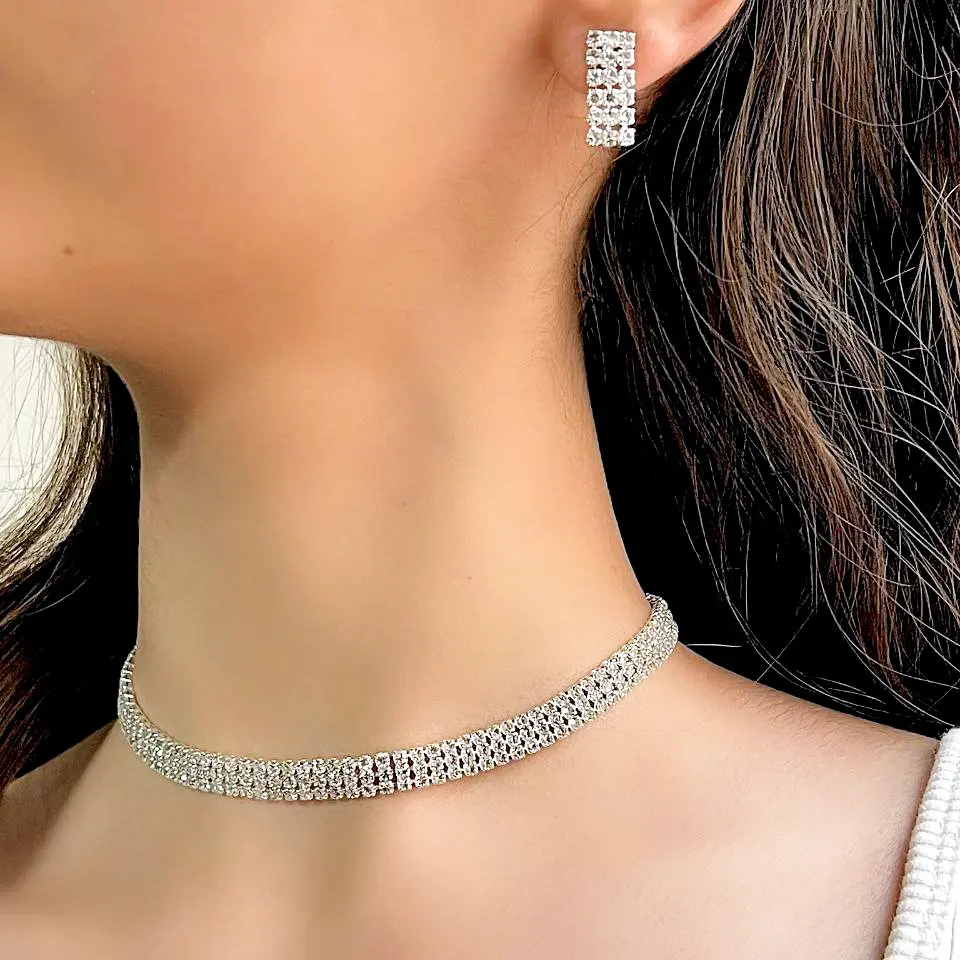 photo_2024-12-29_11-23-22 نیم ست چوکر گوشواره تنیسی جواهری - Image 1