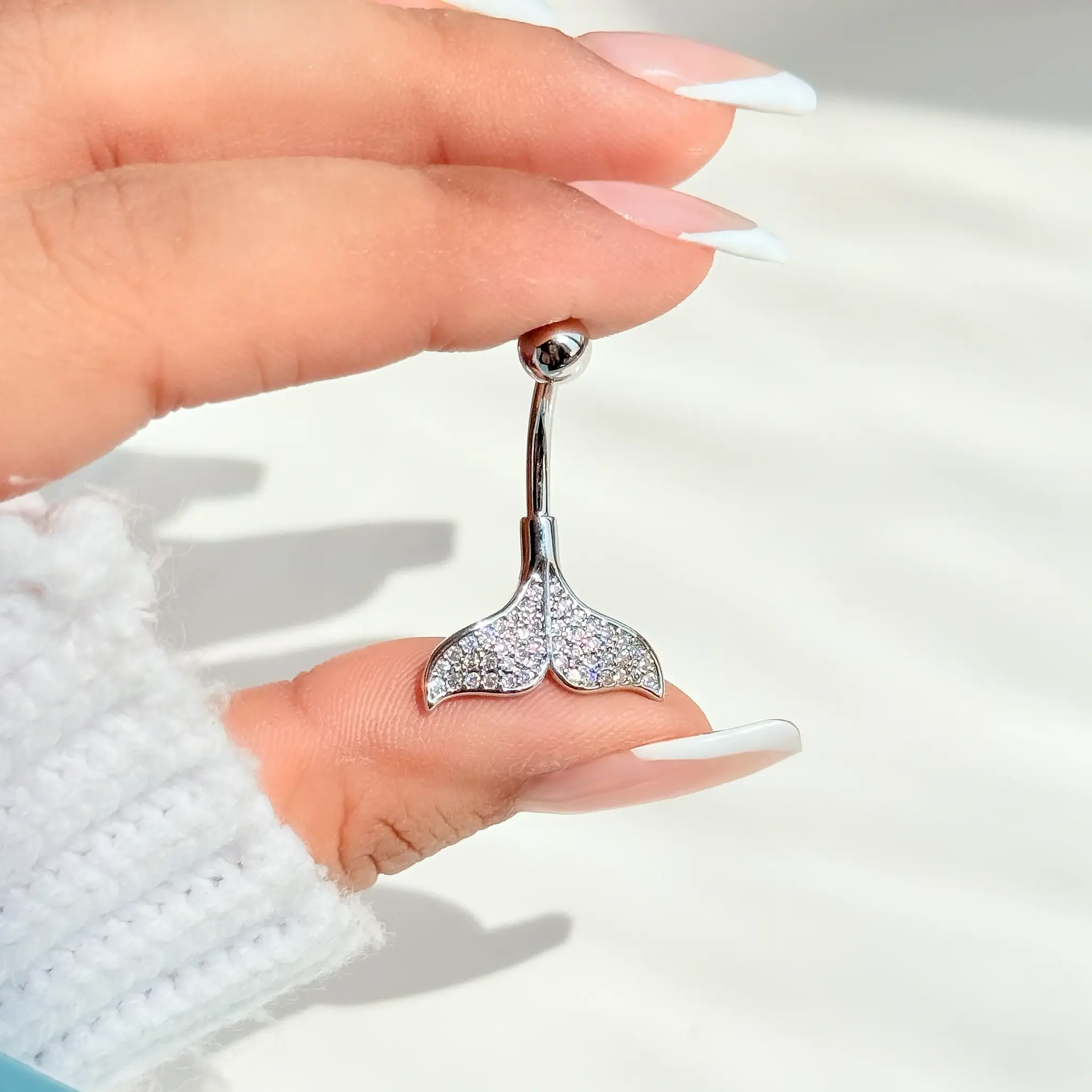 IMG_0167 پیرسینگ ناف دم وال جواهری آبکاری رودیوم پین استیل