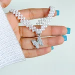 چوکر مروارید آویز پروانه