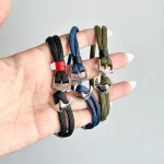 دستبند لنگر طنابی مردانه سبز مشکی آبی