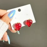 گوشواره توت فرنگی آبنباتی طلایی