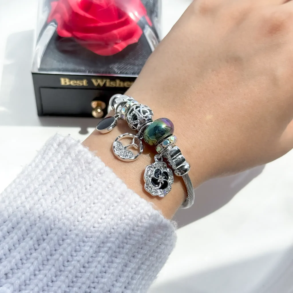 دستبند پاندورا دم وال موج گل