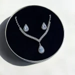 نیم ست جواهری اشک ملکه جواهری آبکاری نقره