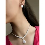 نیم ست جواهری اشک ملکه جواهری آبکاری نقره