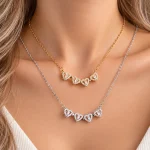 گردنبند قلب 2 حالته جواهری مگنتی طلایی/نقره ای