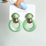 گوشواره طرح سنگ مینیمال گوشواره طرح سنگ رزینی گوشواره طرح سنگی صورتی گوشواره آویزدار رزینی گلبهی گوشواره آویز سنگی حلقه ای مشکی آبکاری رودیوم طلایی