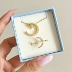 نیم ست ماه ستاره متحرک جواهری