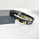 دستبند چرم بافت چند لایه Hermes استیل